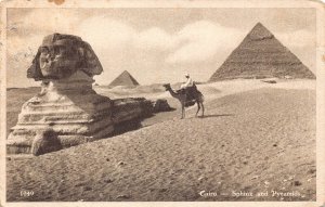 A866 Egypt 1938 Cairo Sphinx and Pyramids Camel vintage postcard