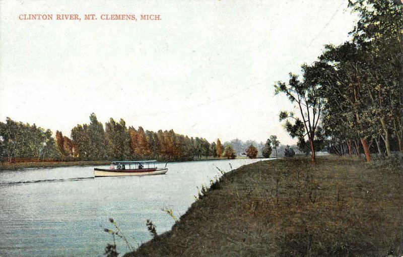 Clinton River, Mt. Clemens, Michigan ca 1910s Vintage Postcard