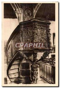 Old Postcard Guimiliau Interior of I Church Chair