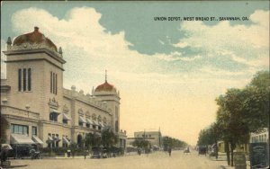 Savannah Georgia GA Union RR Train Depot Station c1910 Postcard