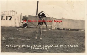 TN, Memphis, Tennessee, RPPC, Rodeo, Cowboy Pat Clary Trick Roping, Doubleday