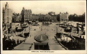 Barcelona Spain Plaza de Catalauna c1915 Real Photo Postcard