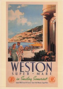 Weston Super Mare GWR Travel By Train British Rail Advertising Poster Postcard