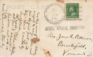 Sept. 27 1911 Garden City Estates NY Flown Postcard Beatty Flying RPPC