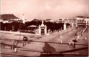 Historic Centenario Park Downtown Catrtagena Columbia Sepia BW Postcard 