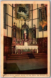 Postcard Midland Ontario c1939 Interior of Church Martyrs Shrine Fort Ste. Marie