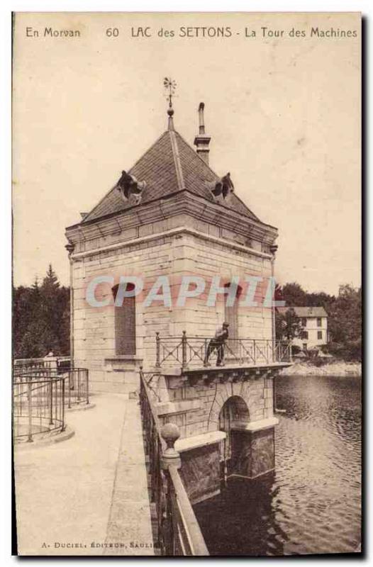  Vintage Postcard In Morvan Lake of Settons the Tower of the Machines