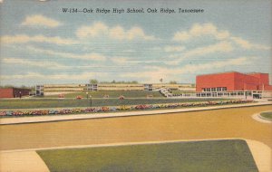 OAK RIDGE HIGH SCHOOL OAK RIDGE TENNESSEE MILITARY POSTCARD (c. 1940s)