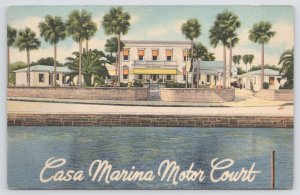 St Augustine FL~Casa Marina Motor Court~On Matanza Bay~Vintage Linen Postcard