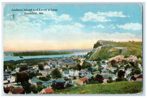 1920 Aerial View Jackson Island Lover's Leap Exterior Hannibal Missouri Postcard