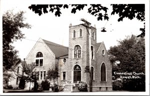 Real Photo Postcard Evangelical Church in Howell, Michigan