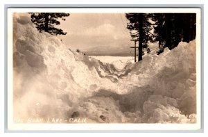 RPPC Winter View Big Bear Lake California CA UNP Pedersen Photo Postcard Z9