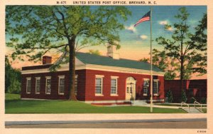 Brevard NC-North Carolina, United States Post Office Building Vintage Postcard