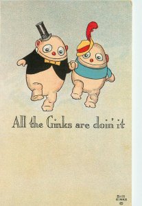 Signed Artist Postcard George Brill Gink Anthropomorphic Egg Persons Doin' It