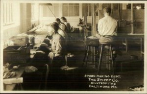 Baltimore MD Spoon Making Dept Stieff Co Workers Silversmiths c1930 RPPC xst