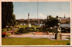 Sweden Stockholm Stadshus Tradgarden Vintage Postcard 09.64