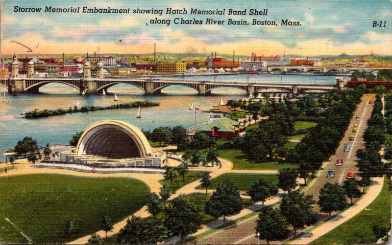 Massachusetts Boston Storrow Memorial Embankment Showing Hatch Memorial Band ...