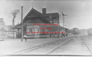 Depot, Wisconsin, Fond du Lac, RPPC, Wisconsin Central Railroad Station