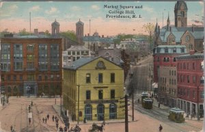 Postcard Market Square and College Hill Providence RI Rhode Island 1911