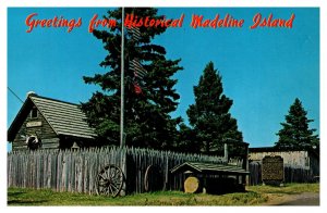 Postcard WI La Pointe - Madeline Island Museum and Stockade
