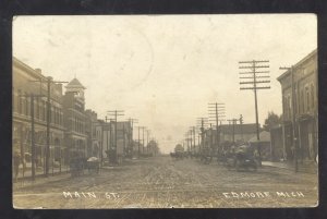 RPPC EDMORE MICHIGAN DOWNTOWN MAIN STREET SCENE REAL PHOTO POSTCARD