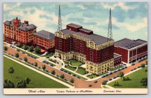 Cincinnati Ohio~Air View Of Hotel Alms @ Victory Parkway~PM 1952~Linen Postcard