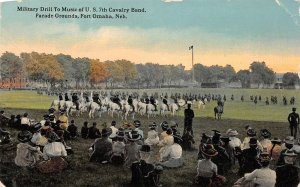 H60/ Fort Omaha Nebraska Postcard c1910 Military Drill Music 7th Calvary 148