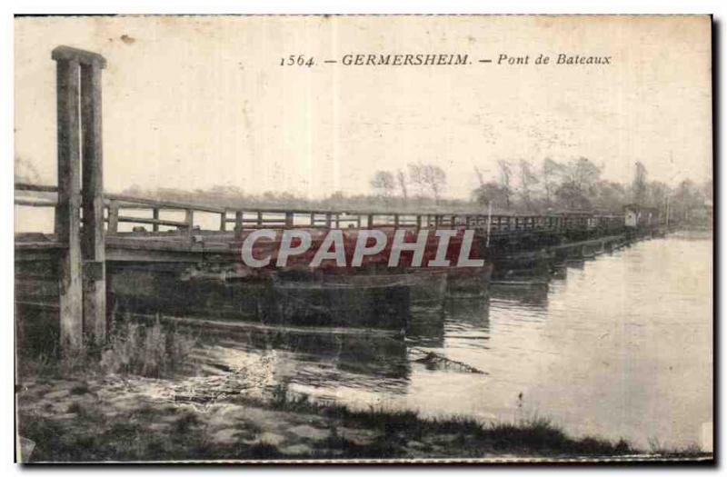 Postcard Germersheim Old Bridge Boat
