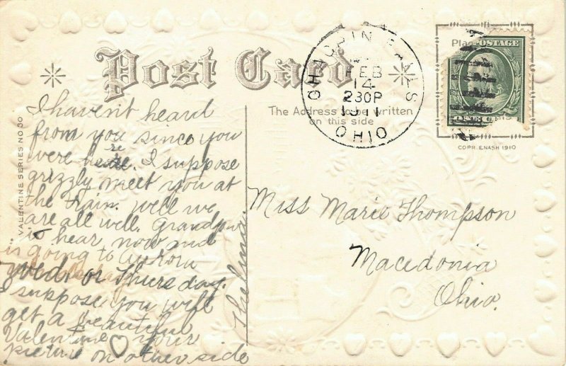 LP47 Valentine's Day  Postcard Gold Heart