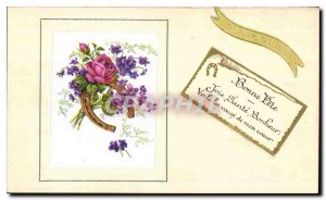 Old Postcard Bonne Fete Flowers