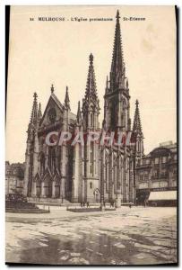 Old Postcard Mulhouse L & # 39Eglise Protestant St Etienne