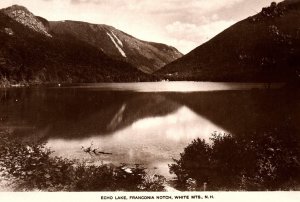 1930s ECHO LAKE FRANCONIA NOTCH WHITE MTS N.H.  RPPC POSTCARD P1654