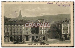 Old Postcard Torino Via Po E Via Della Zecca