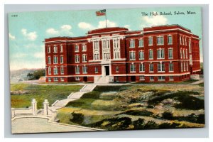 Vintage 1910's Postcard Panoramic View High School Campus in Salem Massachusetts