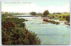 Fremont Ohio Sandusky River Vintage Postcard Mezzochroma German Made