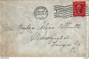 US Cover 2c 1905 Washington  for Mansfield Tioga Penn