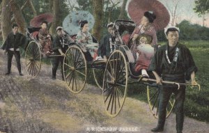 A Rickshaw Parade Japanese Old Postcard