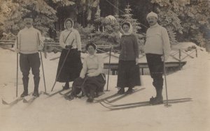 Oberhof Antique 1911 German Skiing Postcard