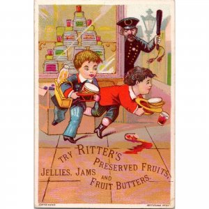 RITTER'S Preserved Fruits - Jellies Jams Fruit Butters - Victorian Trade Card #2