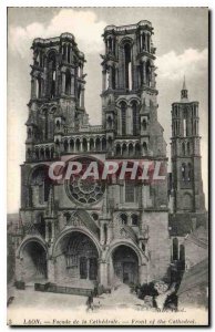 Old Postcard Laon Faade to the Cathedral