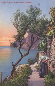 Capri Sulla Via Del Polifemo Fashion Rare Old Italian Postcard