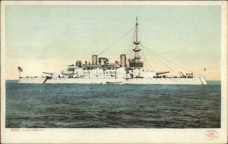 US Navy Battleship USS Oregon c1905 Detroit Publishing Postcard