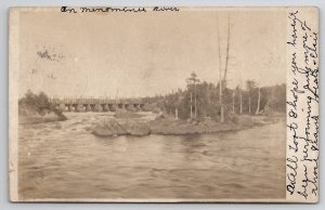 RPPC Michigan Scene On The Menominee River 1907 Real Photo Postcard B32