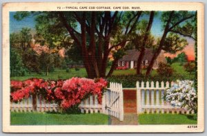 Vtg Cape Cod Massachusetts MA Typical Cottage 1950s Linen View Postcard