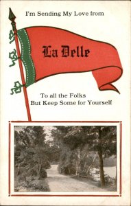 La Delle Arkansas Pennant Greeting Roadside Scene c1900-20s Vintage Postcard