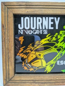 1980s Journey Escape Colored Glass Print Wood Frame Vtg Beetle Wall Rock E3