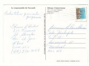 Reception Manager, Abbaye Cistercienne de Mistassini, Quebec, 1987 Postcard