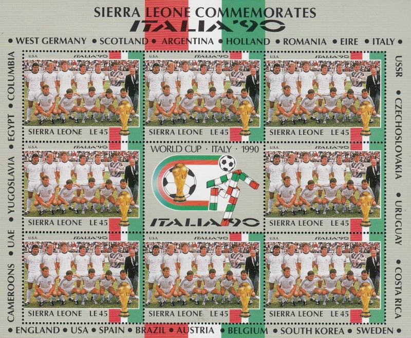 USA America Football World Cup Italia 1990 Rare Full Sheet Block Of Limited E...
