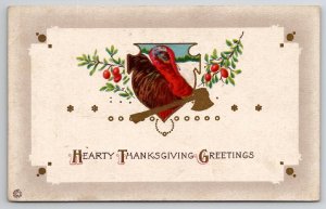 Thanksgiving Greetings Turkey With Golden Hatchet Postcard K29