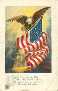 Brattleboro, VT  Eagle & U S Flag 1918  Postcard Flag Machine Cancel